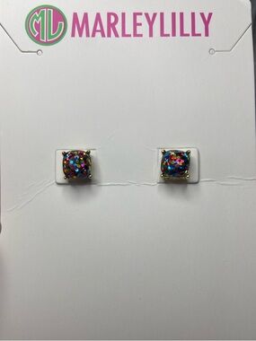 MarleyLilly Multicolor Confetti Large Stud Earrings